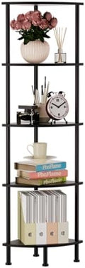 5-Tier Corner Shelf Stand, 52" Industrial Corner Display Rack for Living Room, Bookshelf, Tall Display Shelf, Plant Stand, Storage Standing Shelf for Bedroom, Bathroom, Kitchen, Black by PhoFlame
