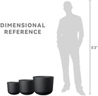 Kante Set of 3 Black Concrete Capsule Round Planters for Modern Home - Image 7