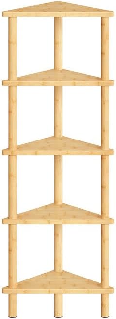 HOOBRO Corner Shelf Stand, 5-Tier Bamboo Corner Bookshelf, Plant Display Shelf, Corner Bookcase, Multipurpose Shelving Unit for Small Space, Living Room, Easy Assembly, Natural YL20CJ01 by HOOBRO