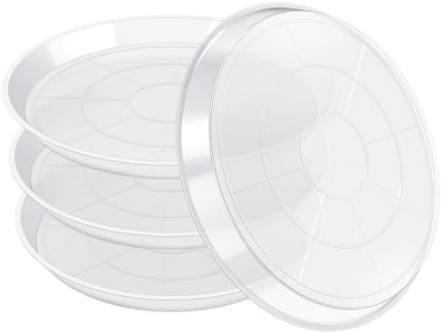 FUIJOL 4 Pack Clear Plant Saucer 20 Inch, Durable Plant Drip Trays Saucers for Pots, No Holes Water Catcher Trays for Indoor Outdoor Planter, Sturdy Base Plate(20", Clear) by FUIJOL