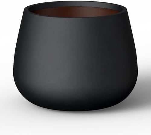 Kante Black Concrete Planter 18.1" Dia All-Weather Round Accent Pot by Unknown