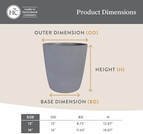 The HC Companies Santa Fe Round Self-Watering Pot - Lightweight Plastic Planter for Herbs & More - Durable Plant Pots for Indoor Plants & Outdoor Plants (16" Pebble Gray, Pack of 1) - Image 6