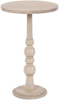 Kate and Laurel Wegner Traditional Wooden Round Side Table; 16 x 26; Whitewash; Elegant and Durable Pedestal Table for Use as Living Room End Table; Plant Stand; or Bedroom Nightstand by KateandLaurel