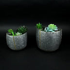 Vintage Look Galvanized Finish Metal Rounded Wall Pocket Set of 2 - Image 4
