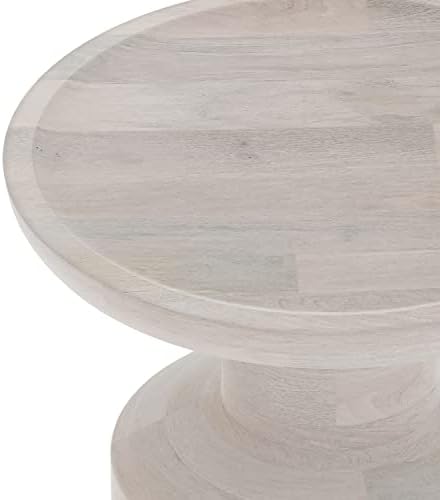 SIMPLIHOME Haynes 16" Wide Solid Wood Round End Table in White Wash - Image 5