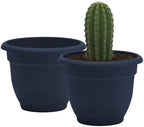 Bloem Ariana 16" Plastic Self-Watering Planter, Navy, 2-Pack by Bloem
