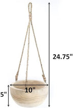 CYS EXCEL Large Wooden Hanging Planter Paulownia Wood Bowl Basket with Jute Rope for Indoor Plants Succulents - Image 2