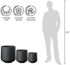Kante Modern Home Minimalist 16.5" Dia Black Concrete Curved Planter - Image 7