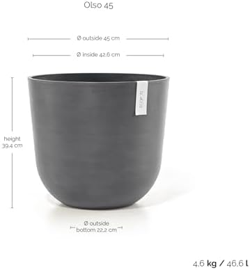 Ecopots Oslo Round Flower Planter, Grey, 17.75" - Image 3