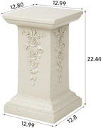 Virubi 22.24" H Ornate Gothic Pedestal Stand - Antique White MGO Plant Display Column, Weather-Resistant Indoor/Outdoor Decor Side Table, No Assembly Needed (Sand Style2) - Image 5