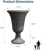 24"Tall Urn Planters for Outdoor Plants, Urns and Pedestal Set of 2 - Image 2