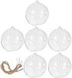 ABOOFAN 6pcs Hanging Glass Tealight Holders Sphere Candle Holders with 8cm Flat Bottom and 1.2m Jute Rope for DIY Home Décor, Hanging Terrariums, and Wedding Candle Sconces by ABOOFAN