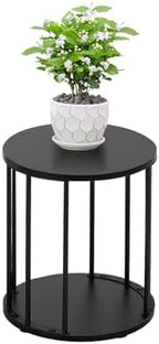 Plant Stand Indoor,small plant stool,Flower Pot Corner stand holder,Mid Century Heavy Duty Metal Tall Home Decor,Modern Round End Table,Small Rustic Display Stand for Living Room,Bedroom(Black,14In) by Leinade