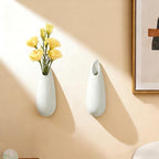 White Ceramic Wall Vases, Set of 2, 7.9 Inch, Teardrop Design - Image 7