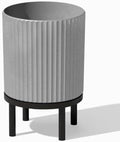 Veradek Demi Series Round Planter w/ Stand for Porch/Patio | Durable Plastic-Concrete & Wooden Stand | Modern Décor for Tall Plants, Flowers by VeradekOutdoor