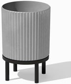 Veradek Demi Series Round Planter w/ Stand for Porch/Patio | Durable Plastic-Concrete & Wooden Stand | Modern Décor for Tall Plants, Flowers by VeradekOutdoor