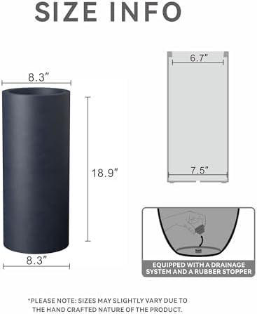 Kante Small Round Column Charcoal Concrete Planter 18.9" Tall, Outdoor - Image 2