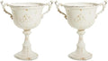 Worth Garden 21" H. Metal Urn Planters 2-Pack - White Classic Antique Iron Plant Pots - Decorative Rustic Flower Pots for Outdoor Use - Traditional Urn Planter for Garden, Patio, Front Porch by WORTH