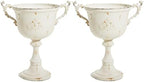 Worth Garden 21" H. Metal Urn Planters 2-Pack - White Classic Antique Iron Plant Pots - Decorative Rustic Flower Pots for Outdoor Use - Traditional Urn Planter for Garden, Patio, Front Porch by WORTH