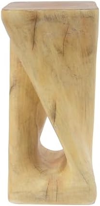 Merax Twist Shape MGO Accent Side Table, Unique Modern End Table with Wide Pedestal & Tabletop, Small Drink Tables for Living Room, Bedroom Night Stand Bedside Table, No Assembly Required, Natural - Image 5