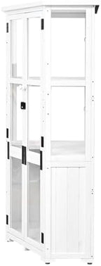 Wooden Cold Frame Greenhouse, Large Wood Tool Storage Shed, Garden Cold Frame with Adjustable Shelves for Outdoor, Backyard, Patio, Lawn, White - Image 4