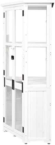 Wooden Cold Frame Greenhouse, Large Wood Tool Storage Shed, Garden Cold Frame with Adjustable Shelves for Outdoor, Backyard, Patio, Lawn, White - Image 4