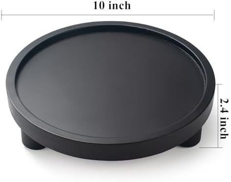 2 Pcs Wood Riser for Display, Round Wooden Tray Decor, Farmhouse Pedestal Stand, Decorative Riser Tray for Kitchen or Bathroom Counter, Black - Image 7