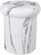 Christopher Knight Home 18.11 Inch Sculptural MGO Side Table Modern Round End Table Faux Travertine Indoor Outdoor Pedestal Accent Table, White Marble Finish - Image 7