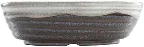 Wazakura Shigaraki Series Handmade White Stripe Glazed Ceramic Bonsai Pot - Image 2