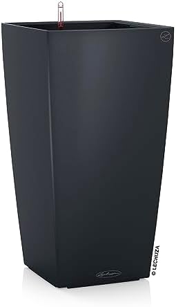 Lechuza CUBICO Color 40 Slate, Self-Watering Tall Planter, H29.5 L15.7 W15.7 in by LECHUZA