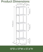 SMIBUY Bathroom Storage Shelf, 5-Tier Bamboo Rack Organizer, Multifunctional Shelving Unit for Living Room Bedroom Kitchen (White) - Image 2