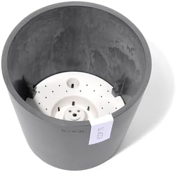 Ecopots Amsterdam Round Planter with Water Reservoir, Grey, 12" - Image 2