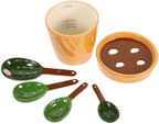 Ceramic Cactus Figurine with Holder Measuring Spoons by BIUDECO
