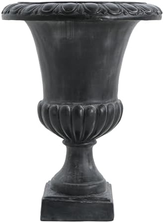 Christopher Knight Home Koma Patio Urn Planter, Mid-Century Modern Urn, Large Garden Pot, Floral Relief Design, MGO Outdoor Planter, Flower Urn with Drainage Hole for Backyard, Antique Black - Image 4