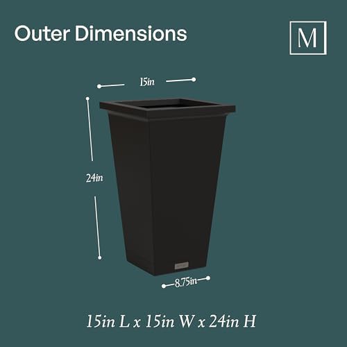 Mayne Renew 24in Modern Tall Square Planter, Black - Image 3