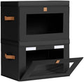 Homsorout Collapsible Storage Bins - Large Stackable Organizer Bins, Decorative Boxes with Handles & Window, Fabric Containers for Living Room, Closet, Dorm, 2 Pack, Black by Homsorout