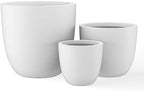 Kante Set of 3 White Concrete Bowl Planters 18" 14" 10" Dia by Unknown