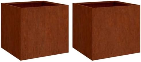 2 Pack Corten Steel Planter Box 19.3 Inch Outdoor Garden Bed by Unknown