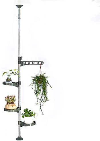 BAOYOUNI Plant Stand Tension Rod, 3 Trays+1 Arm Adjustable Grey by BAOYOUNI