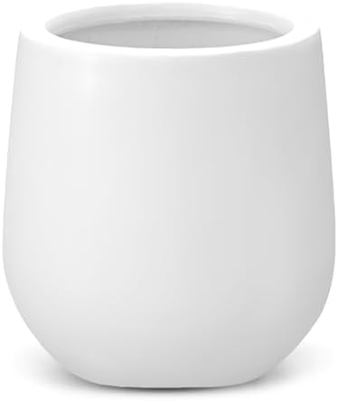 Sereno Fiberstone Tapered Planter, Matte Finishes (S, White) by DEPLALANE