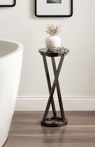 Kate and Laurel Aja Modern Metal Round Drink Table, 9 x 9 x 22, Gray Gunmetal, Decorative Geometric Pedestal Table with Circular Tabletop for Use as Metal Indoor Plant Stand - Image 4