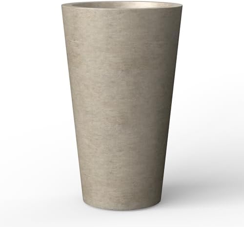 Kante Modern Home Minimalist 19.7" Tall Weathered Concrete Tapered Planter by Unknown