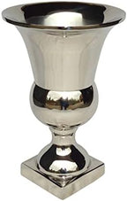 Serene Spaces Living Nickel Urn Vase, Metal Compote Vase, Metal Pedestal Urn Planter, Ideal for Floral Centerpieces, Home Decor, Weddings, Parties, Events, Measures 10.75" Tall & 7" Diameter by SereneSpacesLiving