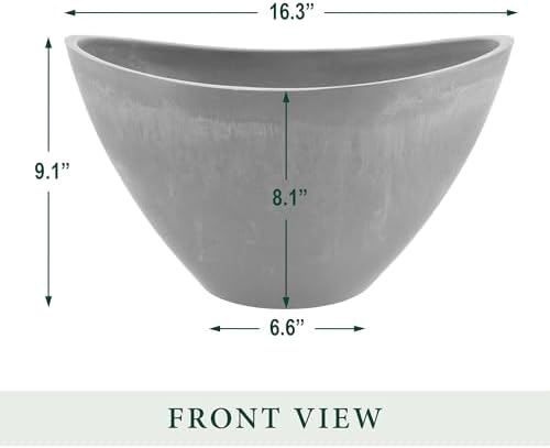 Arcadia Garden Products PSW Pot Collection YB41CT Plastic/Stone/Wood Composite Curved Planter Pot, No Drainage Hole (Drillable) - Indoor & Outdoor Plants and Gardens, Cement Gray, 16-inch (Pack of 4) - Image 5