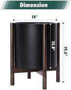 D'vine Dev Plastic Pot with Walnut Wood Stand, Black, 14 in, 55-C-R-2 - Image 3