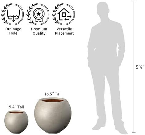 Kante Accent Round Sphere Weathered Concrete Planter 19.3" Dia, Outdoor - Image 7