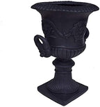 Great Deal Furniture GDFStudio Garden Urn Planter, Roman, Botanical, Black Lightweight Concrete - Image 7