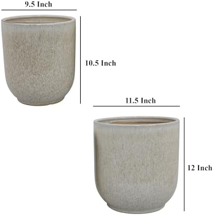 Ceramic Planters, Set of 2, 11.5 Inch, White and Gray - Image 4