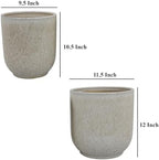 Ceramic Planters, Set of 2, 11.5 Inch, White and Gray - Image 4