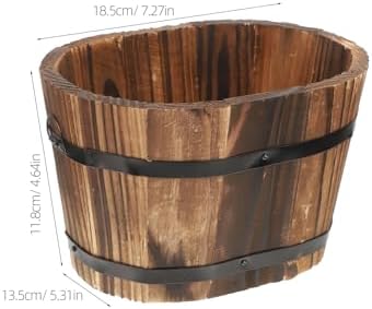 2pcs Rustic Wood Barrel Planters for Indoor Plants and Vegetables - Image 2